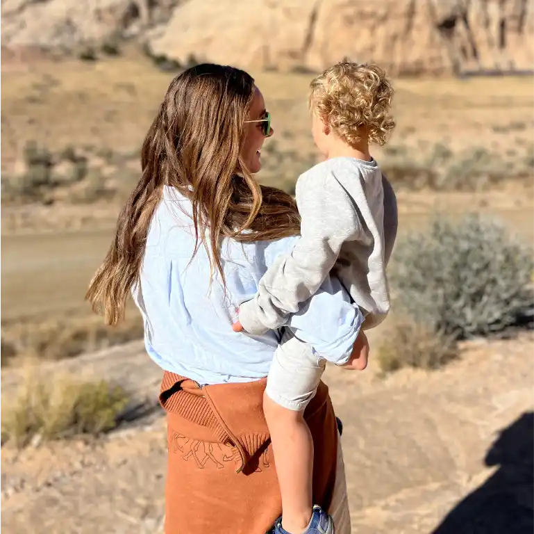 Mom and child enjoying the desert