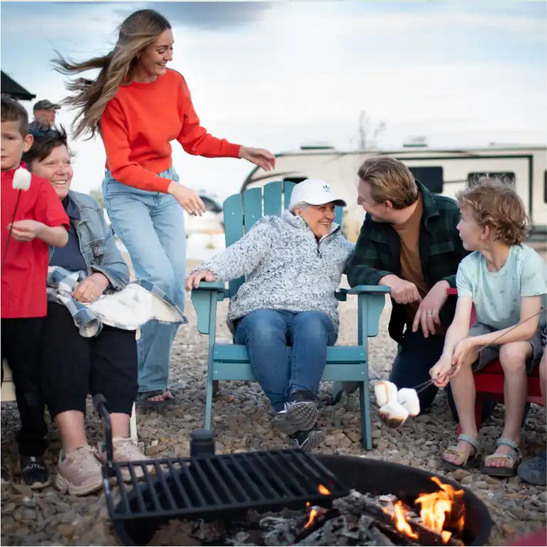 Family get-together around the fire pit